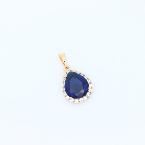 "Teardrop Deep Blue Pendant with Crystal Halo in Rose Gold Finish, XPPT1617 - Picture 10 of 13
